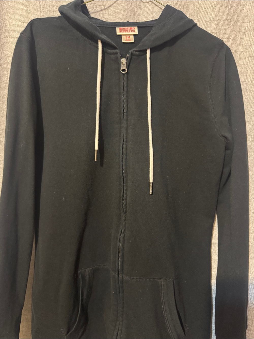 Mossimo Supply Co. Black Zip Hoodie with White Drawstrings